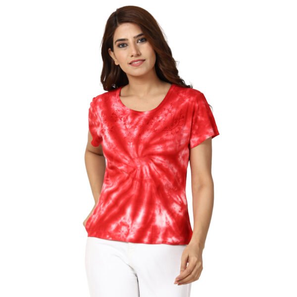 Girls Coral tie dye tee