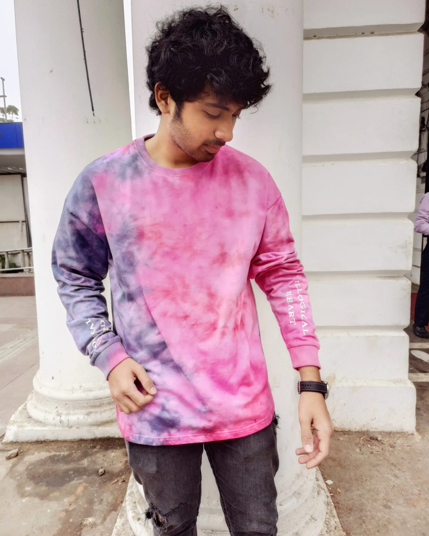 Pink heart tie dye sweatshirt sale