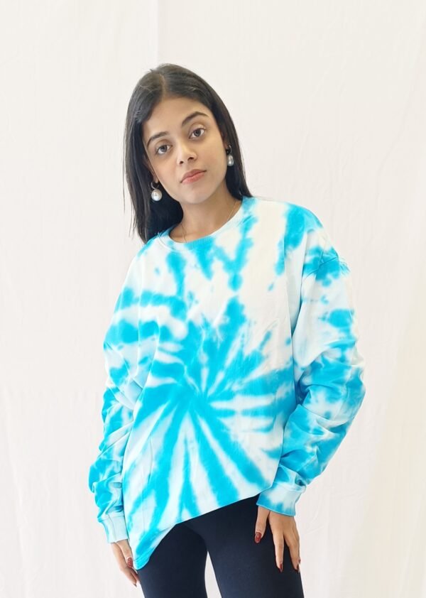 cyan spiral sweatshirt model