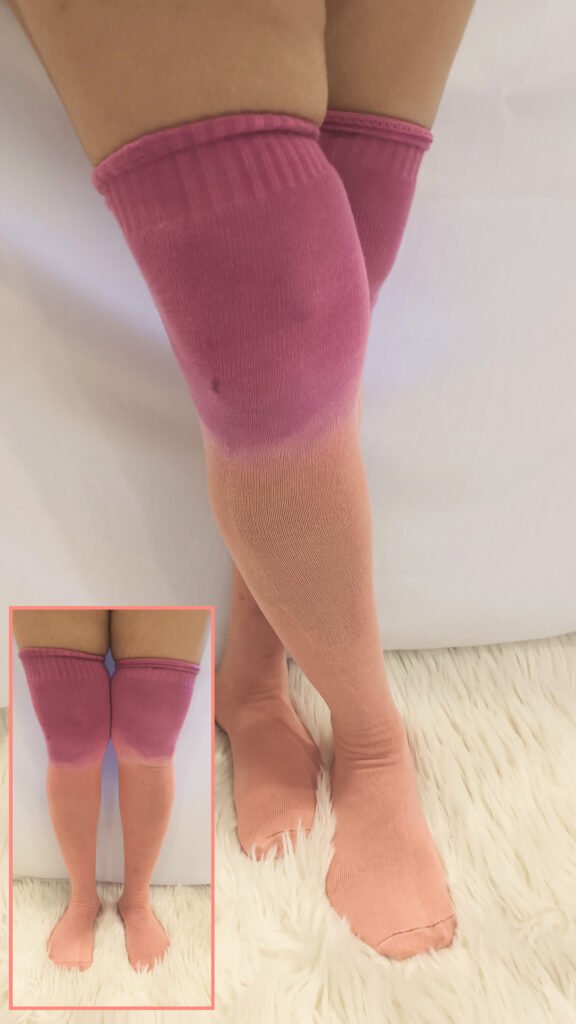 pink-peach thigh high socks