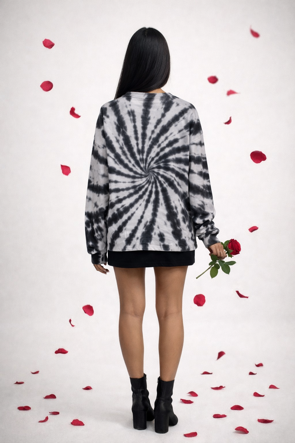 black spiral heart sweatshirt back