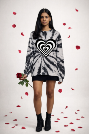 black spiral heart sweatshirt