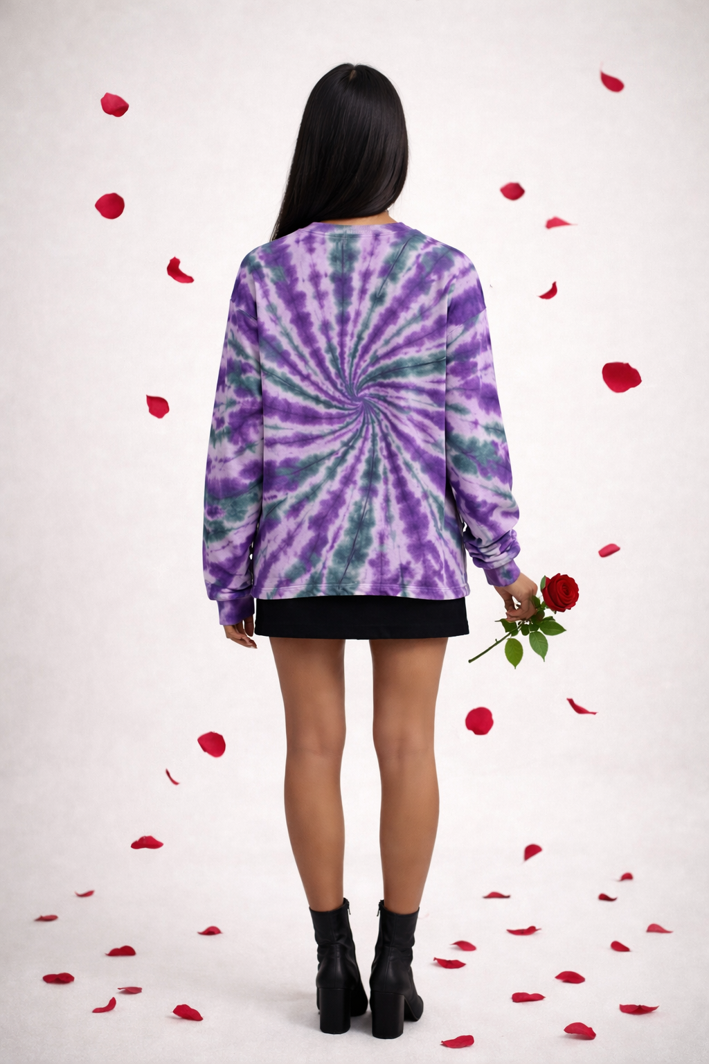 purple spiral heart sweatshirt back